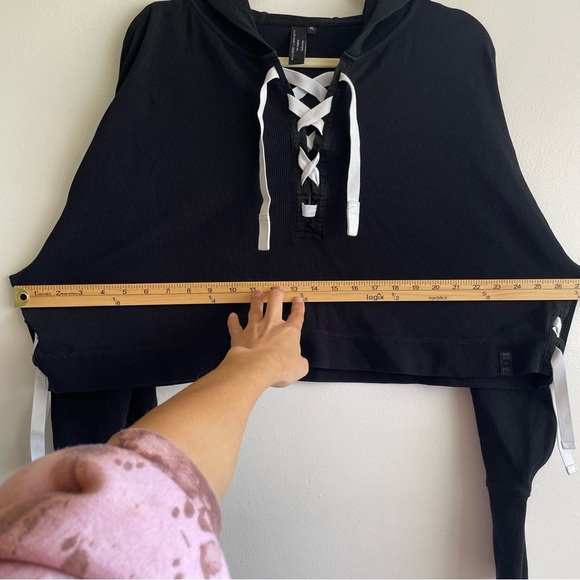 Sweaty Betty Halle Berry Hoodie sweatshirt cropped thermal activewear waffle XL - Picture 10 of 14